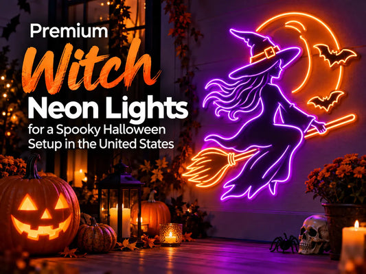 Premium Witch Neon Lights for a Spooky Halloween Setup in the United States