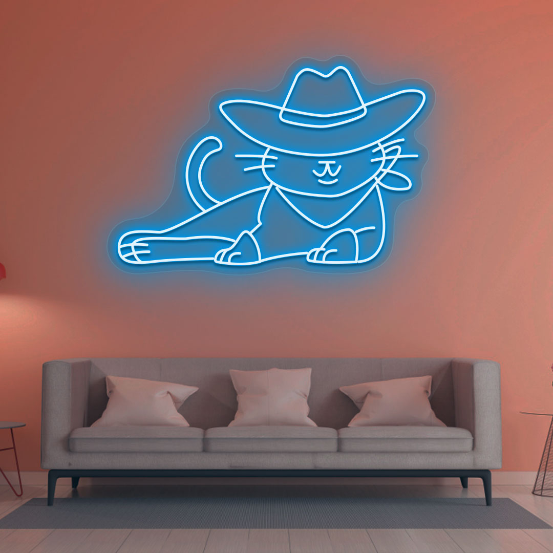 Cow Boy Cat Neon Sign
