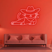 Cow Boy Cat Neon Sign