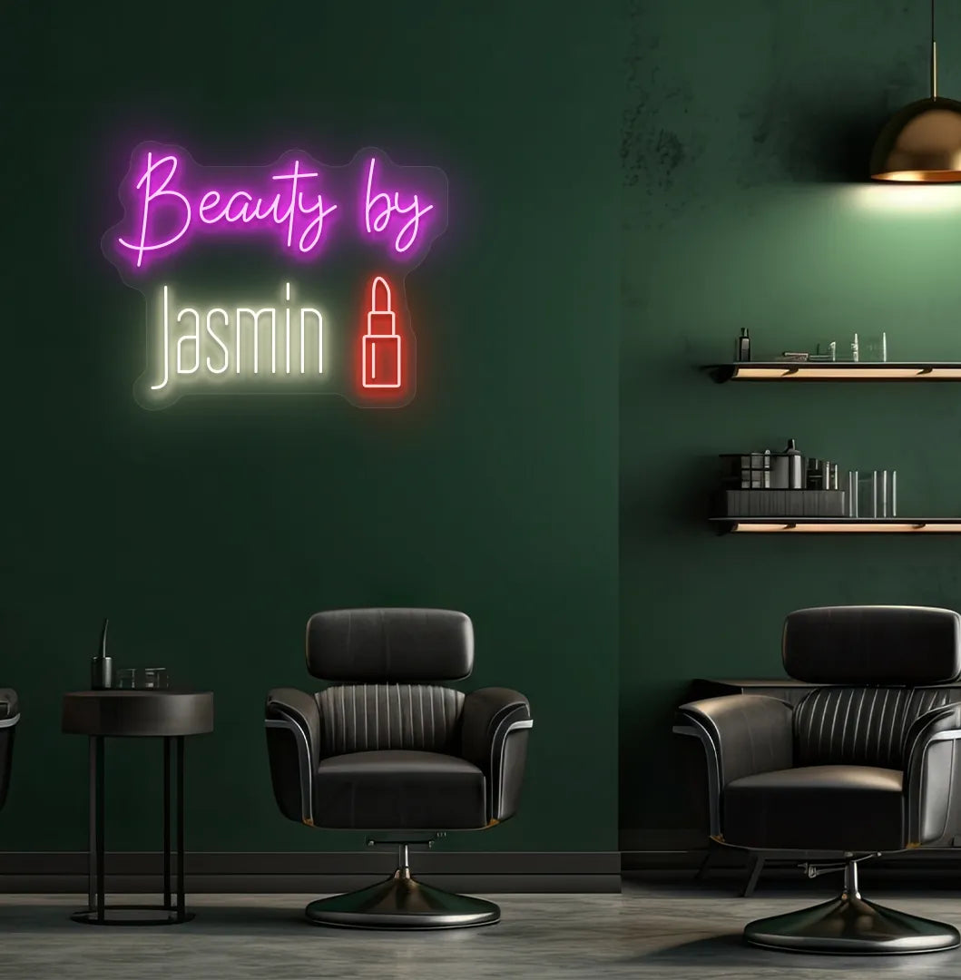 Warm White LED personalized Beauty by Custom Name neon sign for salon wall décor