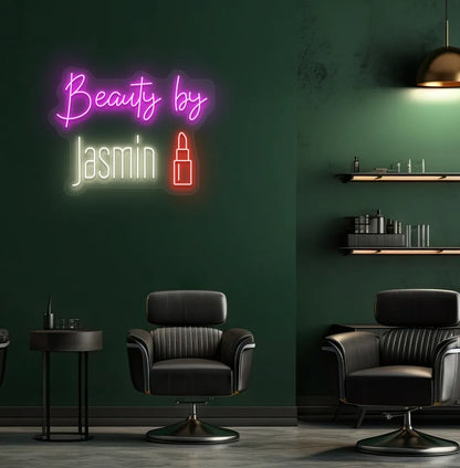 Warm White LED personalized Beauty by Custom Name neon sign for salon wall décor