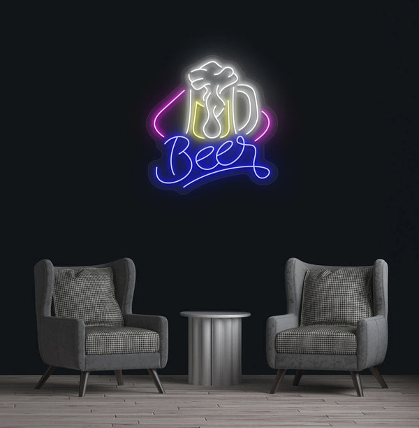 Beer with Glass Neon Sign