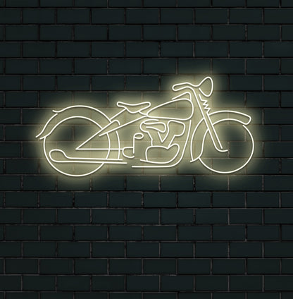 A modern wall with a bike neon sign glowing warm white. Perfect for bike lovers, garages, bike shops, and living spaces.