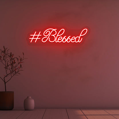 A soft red LED-blessed neon sign is glowing on the wall. Perfect for bedroom and living room décor and home interiors.