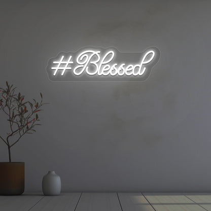 A soft white LED-blessed neon sign is glowing on the wall. Perfect for bedroom and living room décor and home interiors.