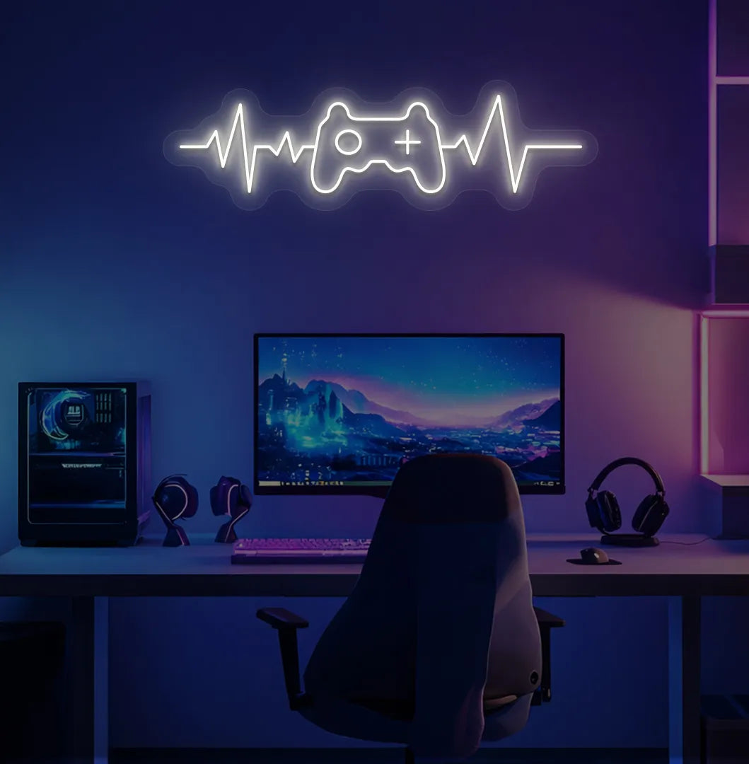 Warm White controller with heartbeat LED neon sign for esports room decor