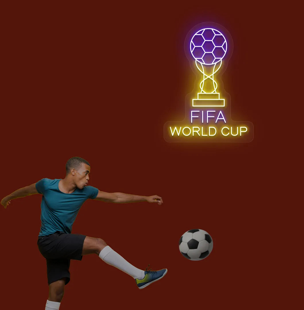 FIFA World Cup Neon Sign With Trophy for Football Fans