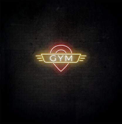 Warm White GYM LED neon sign for workout room wall setup.