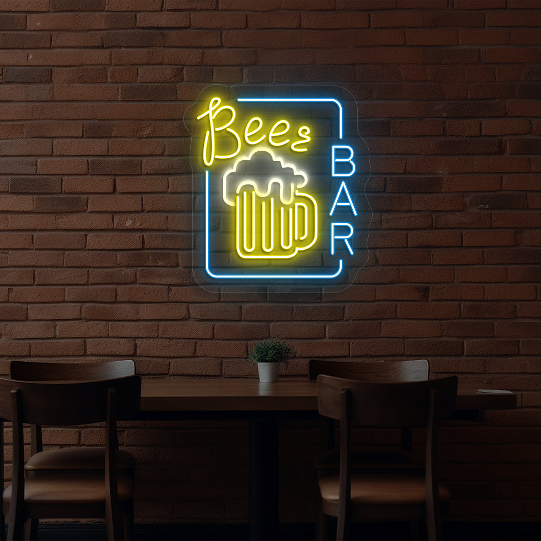 Glowing Beer Pub Glass Neon Sign