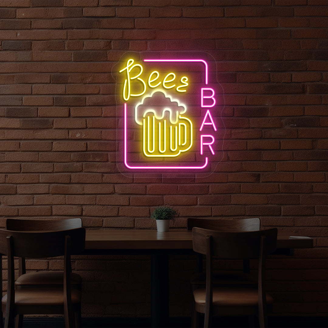 Glowing Beer Pub Glass Neon Sign