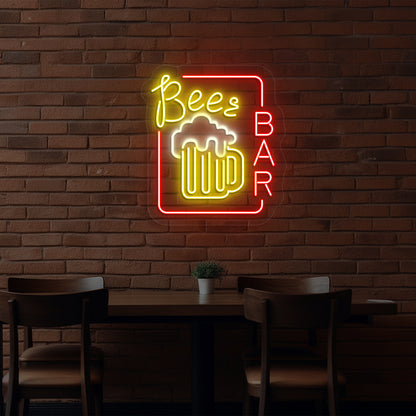 Glowing Beer Pub Glass Neon Sign