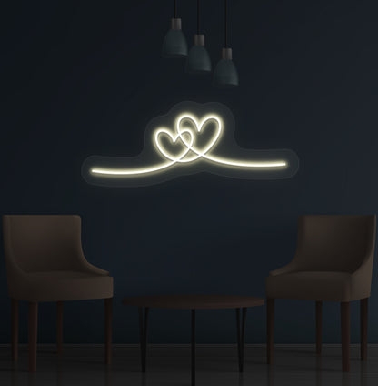 Aesthetic wall with a heart neon sign glowing warm white. Perfect for bedrooms, living rooms, cafés, events, and party setups.