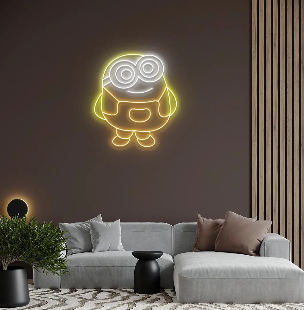 Image of an orange Minion LED neon sign for cartoon-themed room decor.