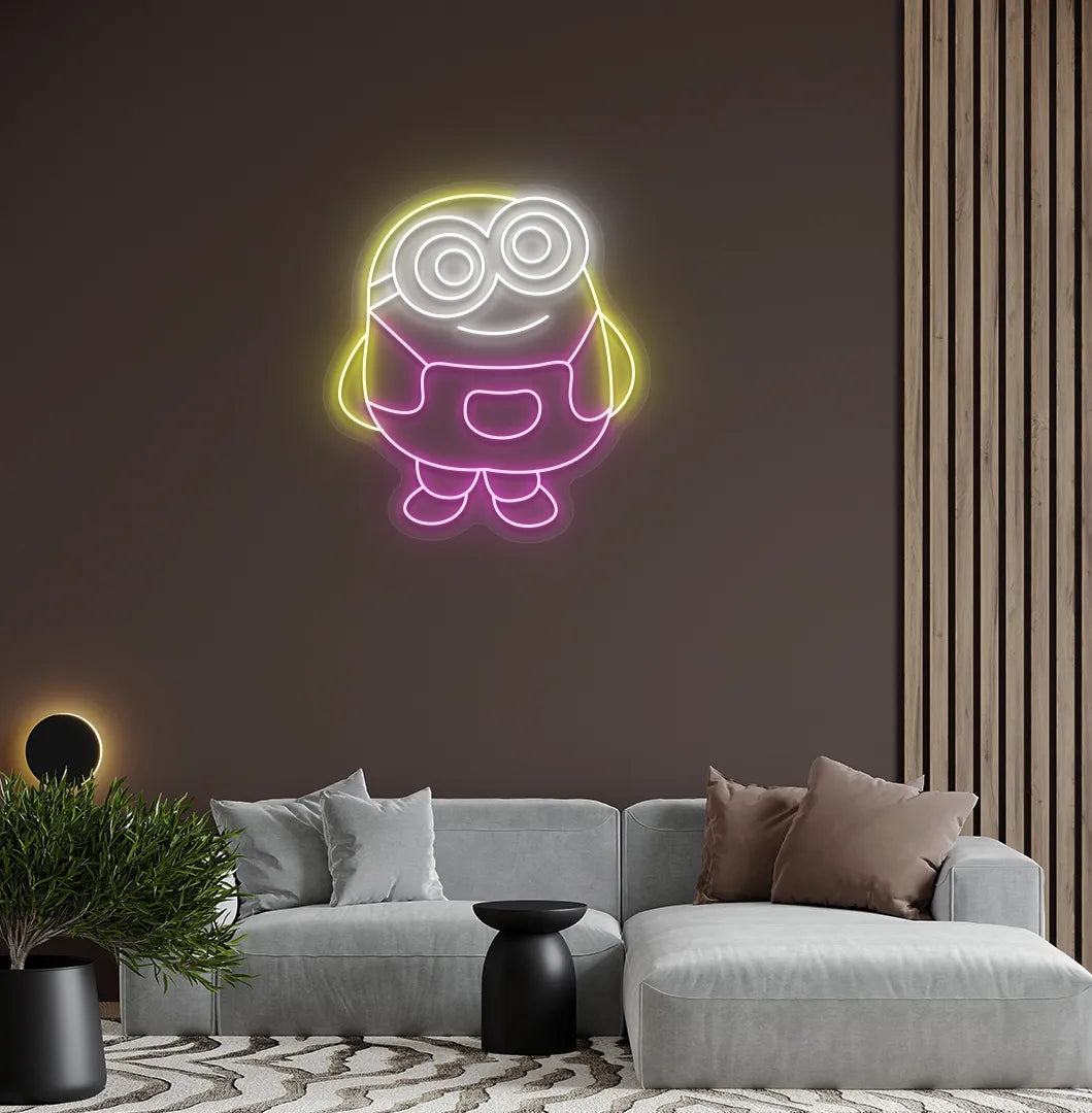 Image of a purple Minion LED neon sign for cartoon-themed room decor.