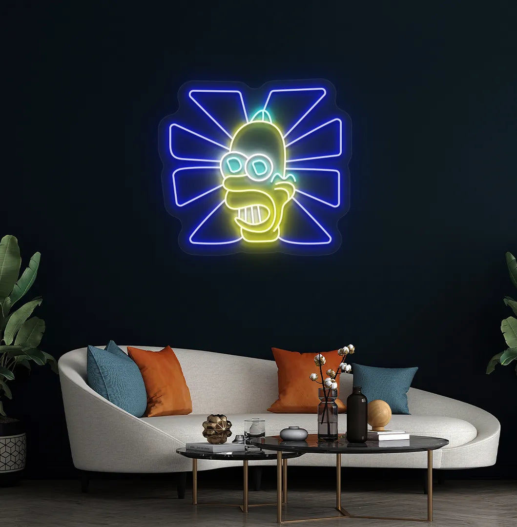 Bright blue Mr. Sparkle neon sign for aesthetic room decoration.