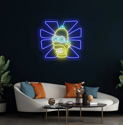 Bright blue Mr. Sparkle neon sign for aesthetic room decoration.
