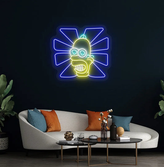 Bright blue Mr. Sparkle neon sign for aesthetic room decoration.