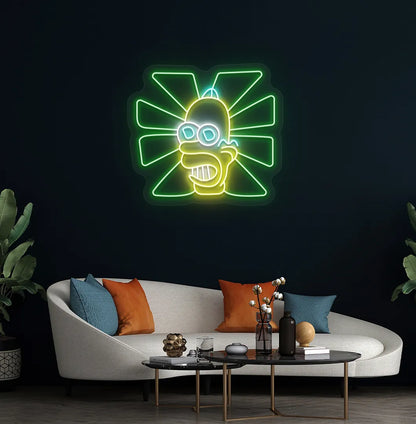 Image of a Trendy Mr. Sparkle green LED neon sign mounted on modern wall.
