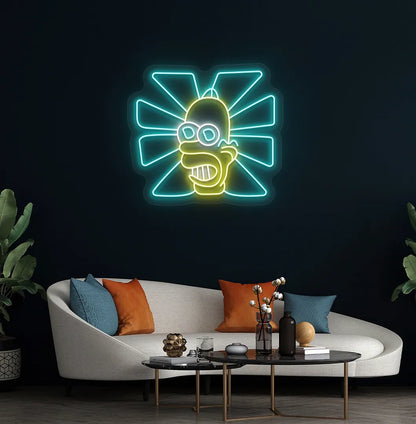 Bright ice blue Mr. Sparkle neon sign for aesthetic room decoration.