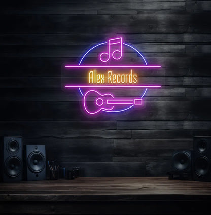 Bright orange Music Studio Name custom neon sign for recording studio decoration.