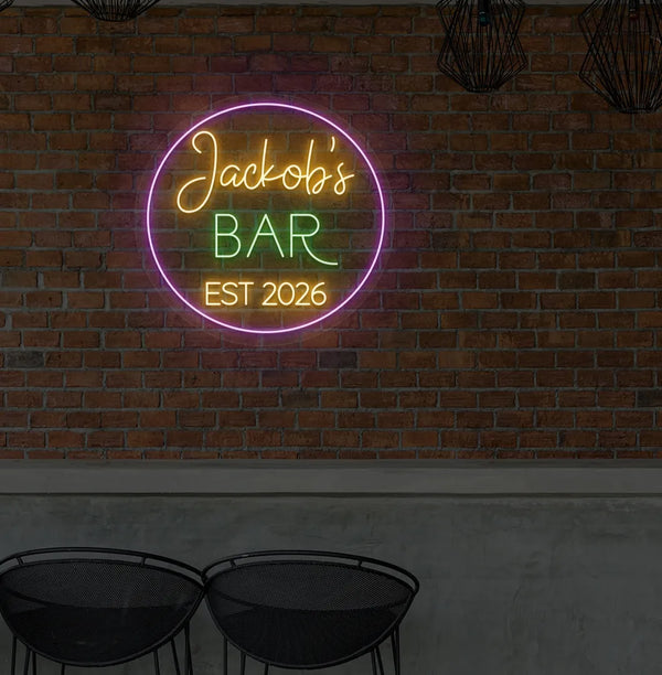 Personalized Bar Name EST Neon Sign