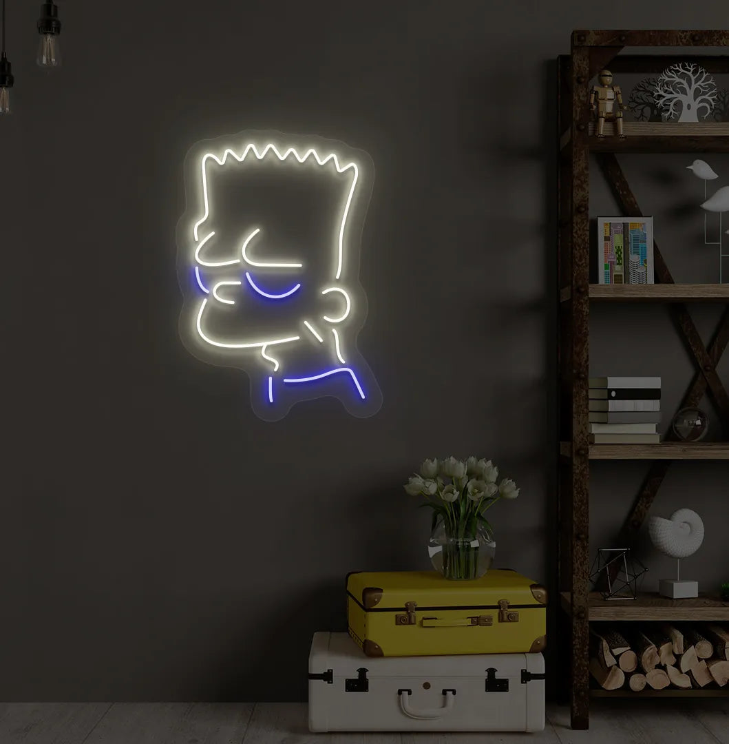 Stylish Simpsons-inspired warm white LED neon sign mounted on decorative wall.