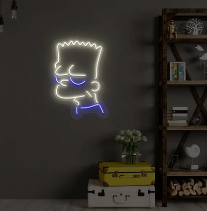 Stylish Simpsons-inspired warm white LED neon sign mounted on decorative wall.